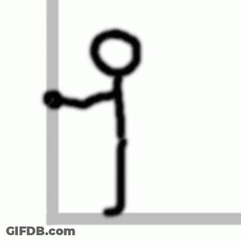 A Stick Figure Is Leaning Against A Wall With A Ball . GIF