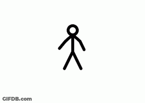 A Stick Figure Is Standing With His Arms Outstretched And A Circle Around His Head . GIF