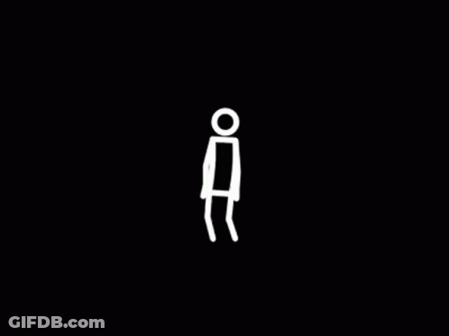 Stick Figure Looking Up With Outstretched Arms GIF