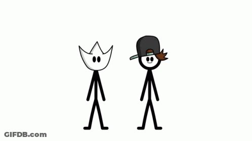 A Stick Figure With A Crown On His Head And A Stick Figure With A Hat . GIF