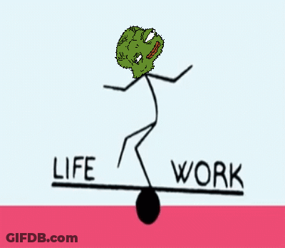A Stick Figure With A Green Head Is Balancing Life And Work GIF