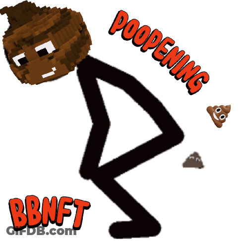 A Stick Figure With A Poop On His Head And The Words Pooopening Bbnft GIF