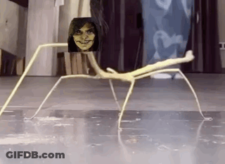 A Stick With A Picture Of A Woman On It Is Sitting On The Floor . GIF