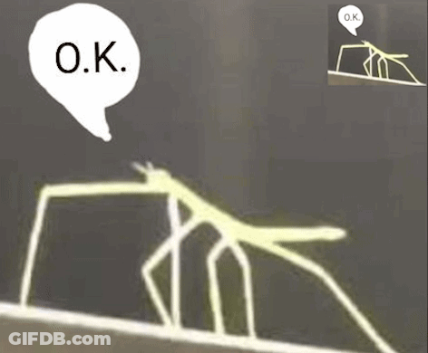 A Stick With A Speech Bubble Above It That Says Ok GIF