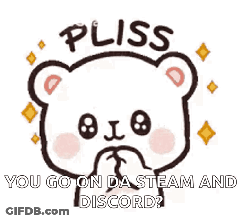 A Sticker Of A Teddy Bear That Says Pliss On It GIF