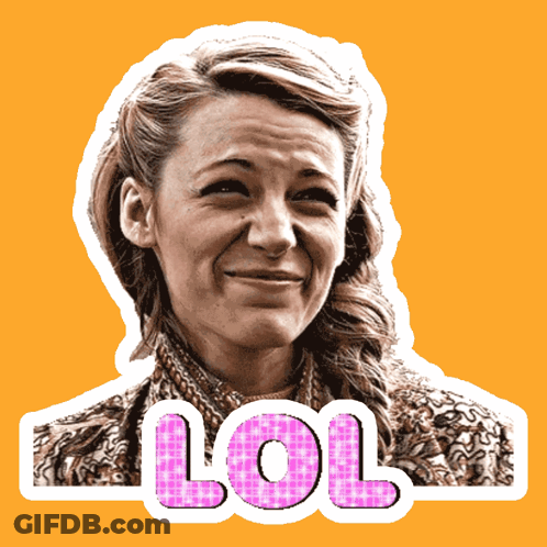 A Sticker Of A Woman With The Word Lol In Pink Letters GIF