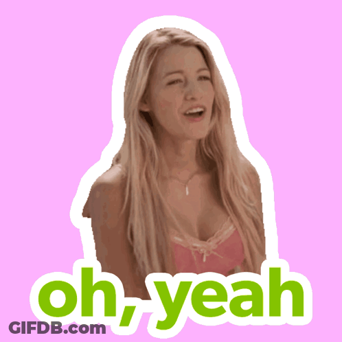 A Sticker Of A Woman With The Words Oh Yeah GIF