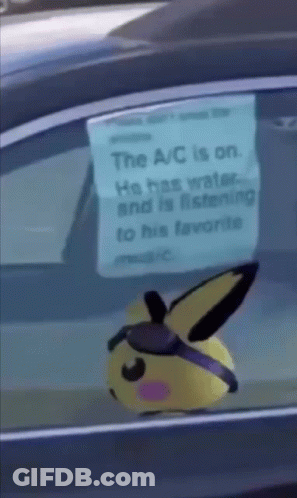 A Sticker On A Car Window That Says The A / C Is On GIF