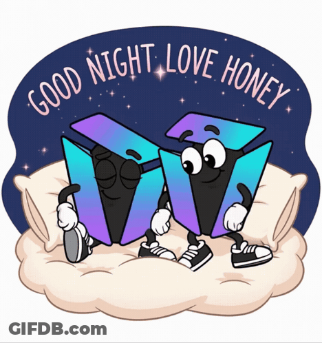 A Sticker That Says Good Night Love Honey With Two Boxes GIF