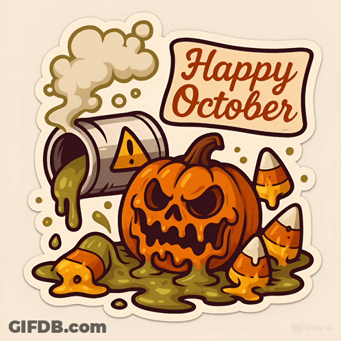 A Sticker That Says Happy October On It GIF