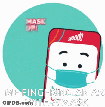 A Sticker That Says " Mask Up " With A Phone Wearing A Mask GIF