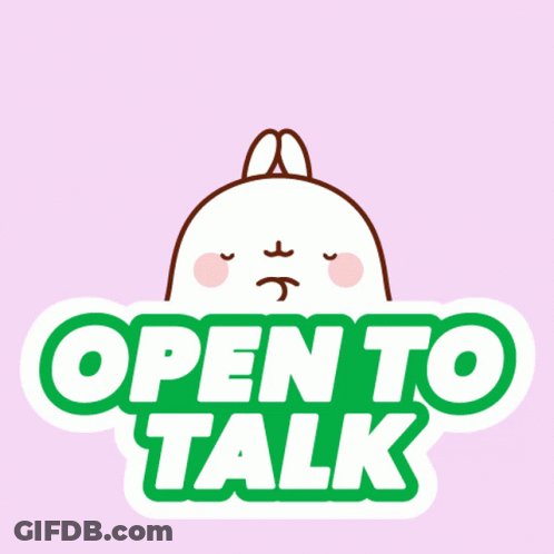 Open To Talk Bunny And Rainbow Sticker GIF
