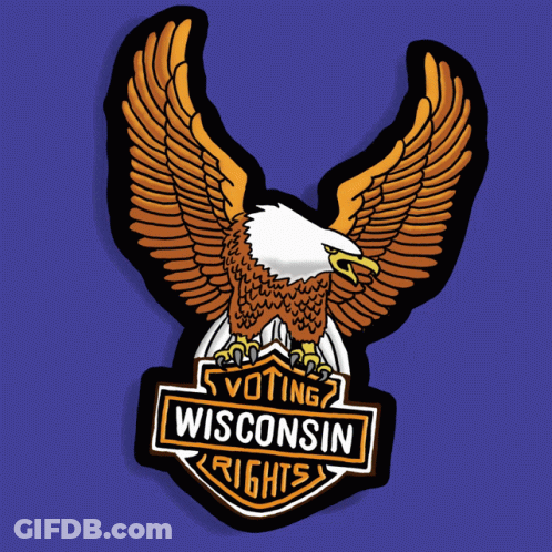 A Sticker That Says Wisconsin Rights With An Eagle GIF