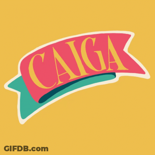 A Sticker With The Word Caiga On It GIF