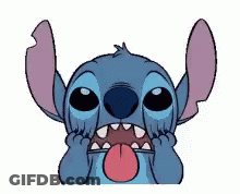 A Stitch Cartoon Character Is Making A Peace Sign GIF