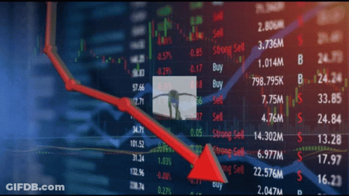 A Stock Chart With A Red Arrow Pointing To The Bottom Of It GIF