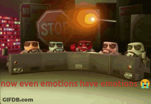 A Stop Sign Is Behind A Row Of Robots GIF