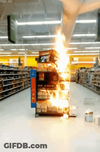 A Store Aisle With A Sign That Says $ 2.98 On It GIF