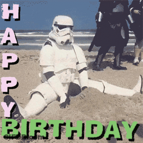 Stormtrooper Lying Sand Happy Birthday GIF