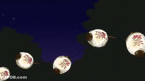 A String Of White Lanterns With Chinese Characters On Them GIF