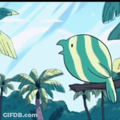 A Striped Bird Is Perched On A Tree Branch GIF