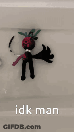 A Stuffed Animal Is Floating In A Bathtub With The Words Idk Man Written Above It GIF