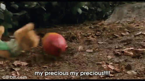 A Stuffed Animal Is Laying On The Ground With The Words My Precious My Precious !!! GIF