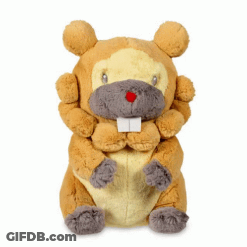 A Stuffed Animal That Looks Like A Hamster With A Red Nose GIF