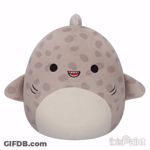 A Stuffed Animal That Looks Like A Shark Has Ibis Paint Written On The Bottom GIF