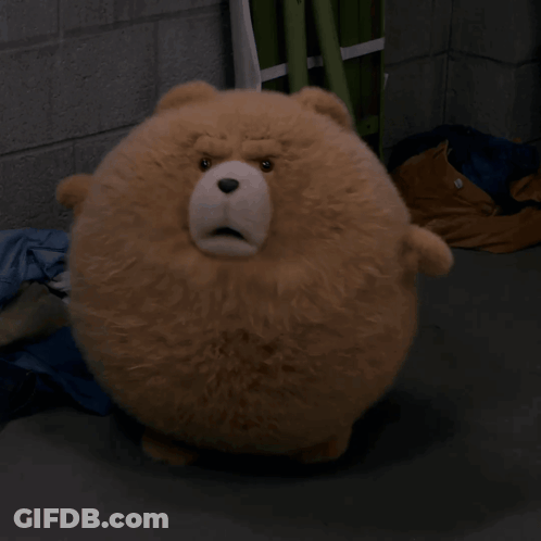 A Stuffed Animal That Looks Like A Teddy Bear Is Sitting On The Ground GIF