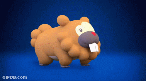 A Stuffed Animal With A Beaver 'S Mouth Is Standing On A Blue Surface GIF