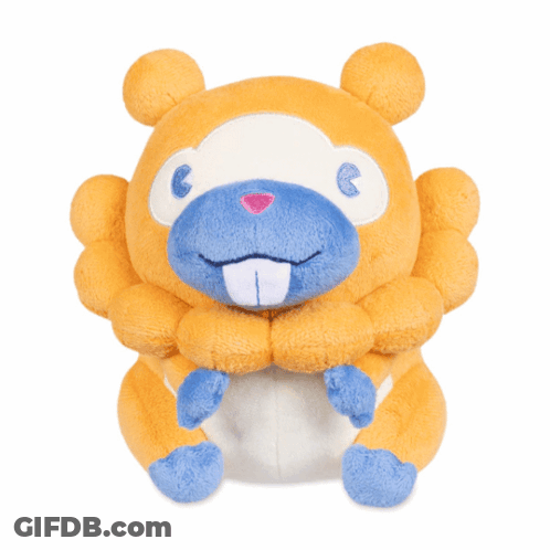 A Stuffed Animal With A Blue Nose And A White Face GIF
