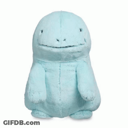 A Stuffed Animal With A Blue Tail And Purple Spots On It GIF