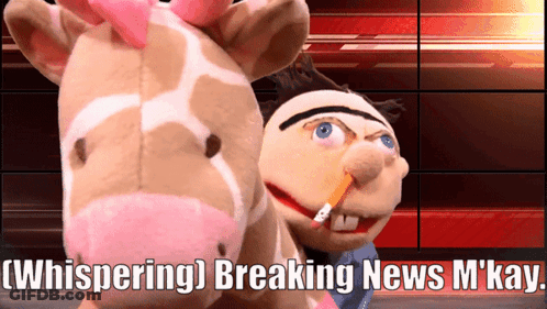 A Stuffed Animal With A Cigarette In Its Mouth Says Breaking News M Kay GIF