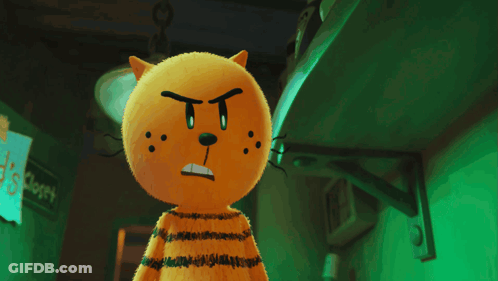 A Stuffed Animal With A Very Angry Face GIF
