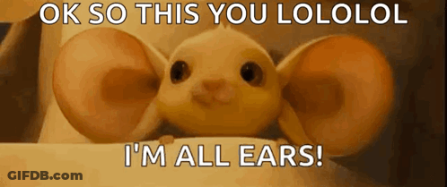 A Stuffed Animal With Big Ears Says Ok So This You Lololol I 'M All Ears GIF