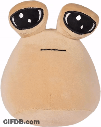A Stuffed Animal With Big Eyes And A Smile GIF