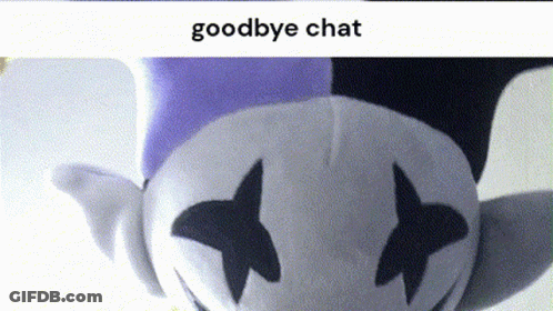 A Stuffed Animal With The Words Goodbye Chat On The Bottom GIF