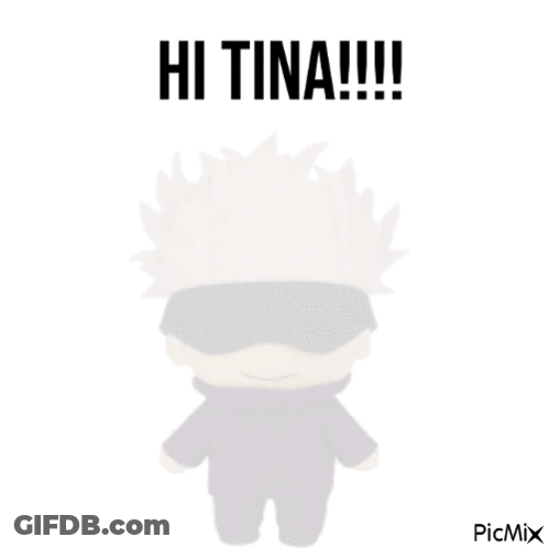 A Stuffed Animal With The Words Hi Tina Written On It . GIF