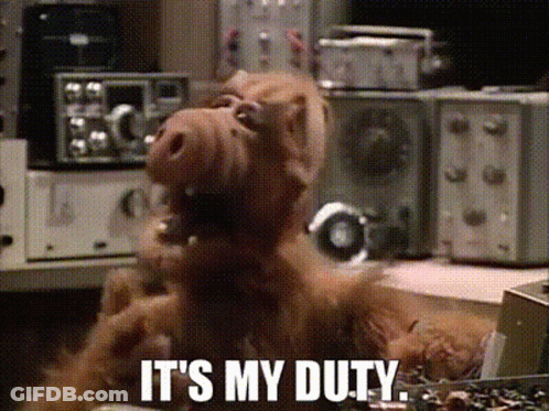 A Stuffed Animal With The Words It 'S My Duty Written Below It GIF
