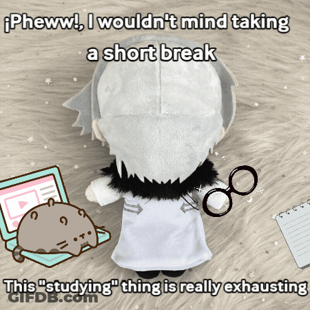 A Stuffed Animal With The Words " Pheww " On It GIF
