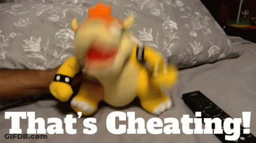 A Stuffed Animal With The Words That 'S Cheating Written Below It GIF