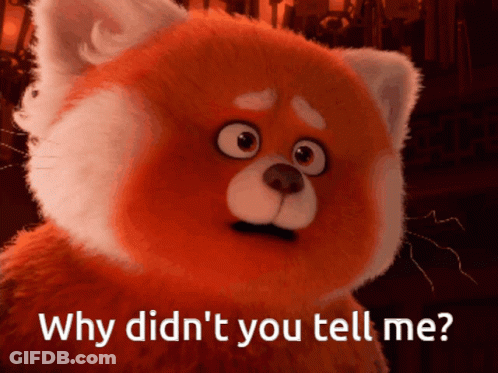 A Stuffed Animal With The Words Why Didn 'T You Tell Me GIF