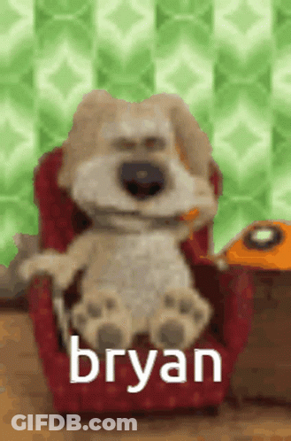Stuffed Dog In Red Chair Bryan Name GIF