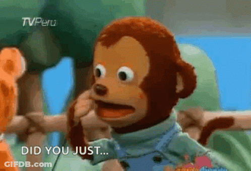 A Stuffed Monkey Is Talking On A Cell Phone And Saying `` Did You Just '' . GIF