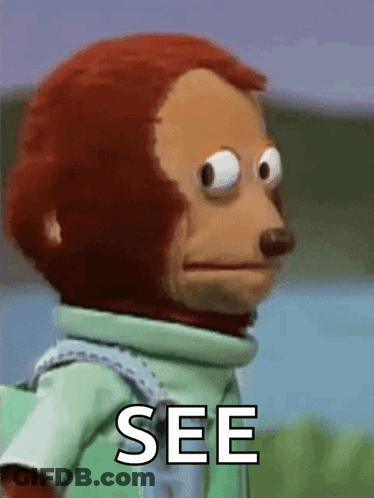 A Stuffed Monkey With A Backpack Says " See " GIF