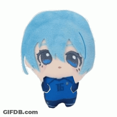 A Stuffed Toy With Blue Hair And The Number 16 On His Shirt GIF