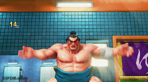 A Sumo Wrestler In A Video Game With A 14 Hit GIF