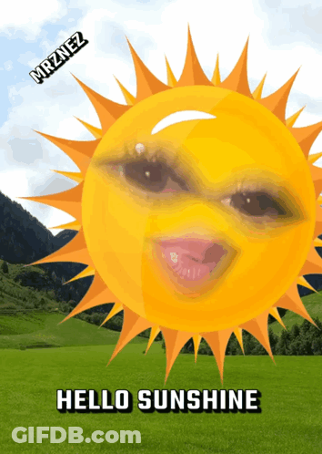 A Sun With A Face And The Words Hello Sunshine GIF