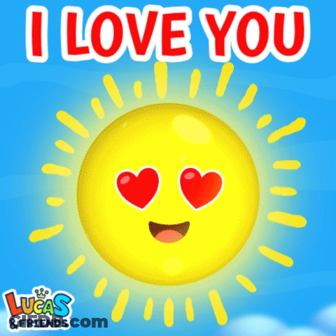 A Sun With Hearts In Its Eyes And The Words I Love You Above It GIF